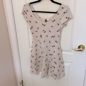 2/$20 HM Bird Printed Fit and Flared Dress